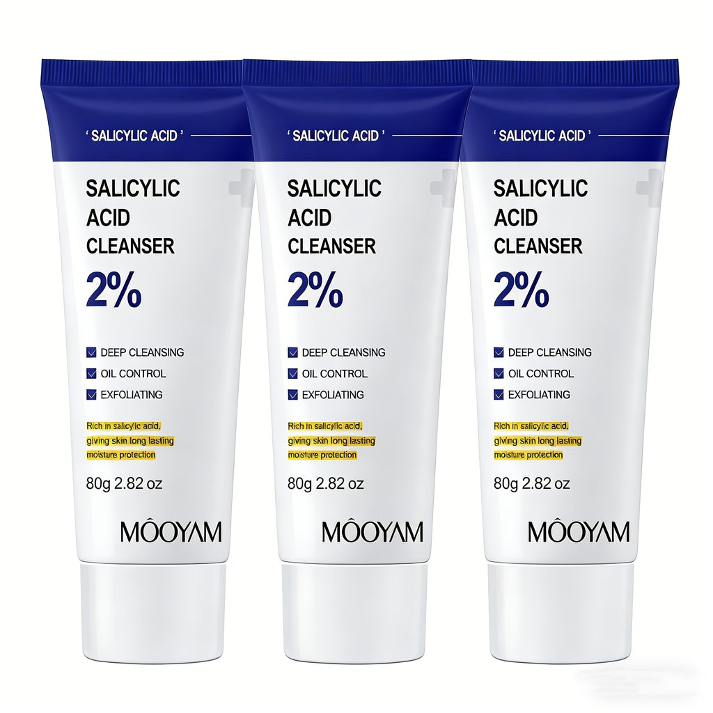 MOOYAM 2% Salicylic Acid Cleanser, Oil-control Exfoliating Face Wash, Deeply Cleanses Impurities In Pores And On The Nose, Gentle And Moisturizing Without Tightness, Daily Facial Cleanser for Men And Women, Essential for Easter Travel