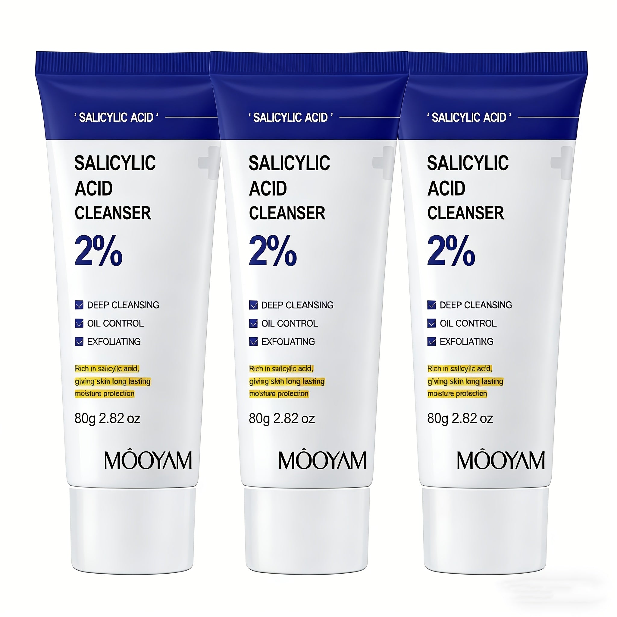 MOOYAM 2% Salicylic Acid Cleanser, Oil-control Exfoliating Face Wash, Deeply Cleanses Impurities In Pores And On The Nose, Gentle And Moisturizing Without Tightness, Daily Facial Cleanser for Men And Women, Essential for Easter Travel