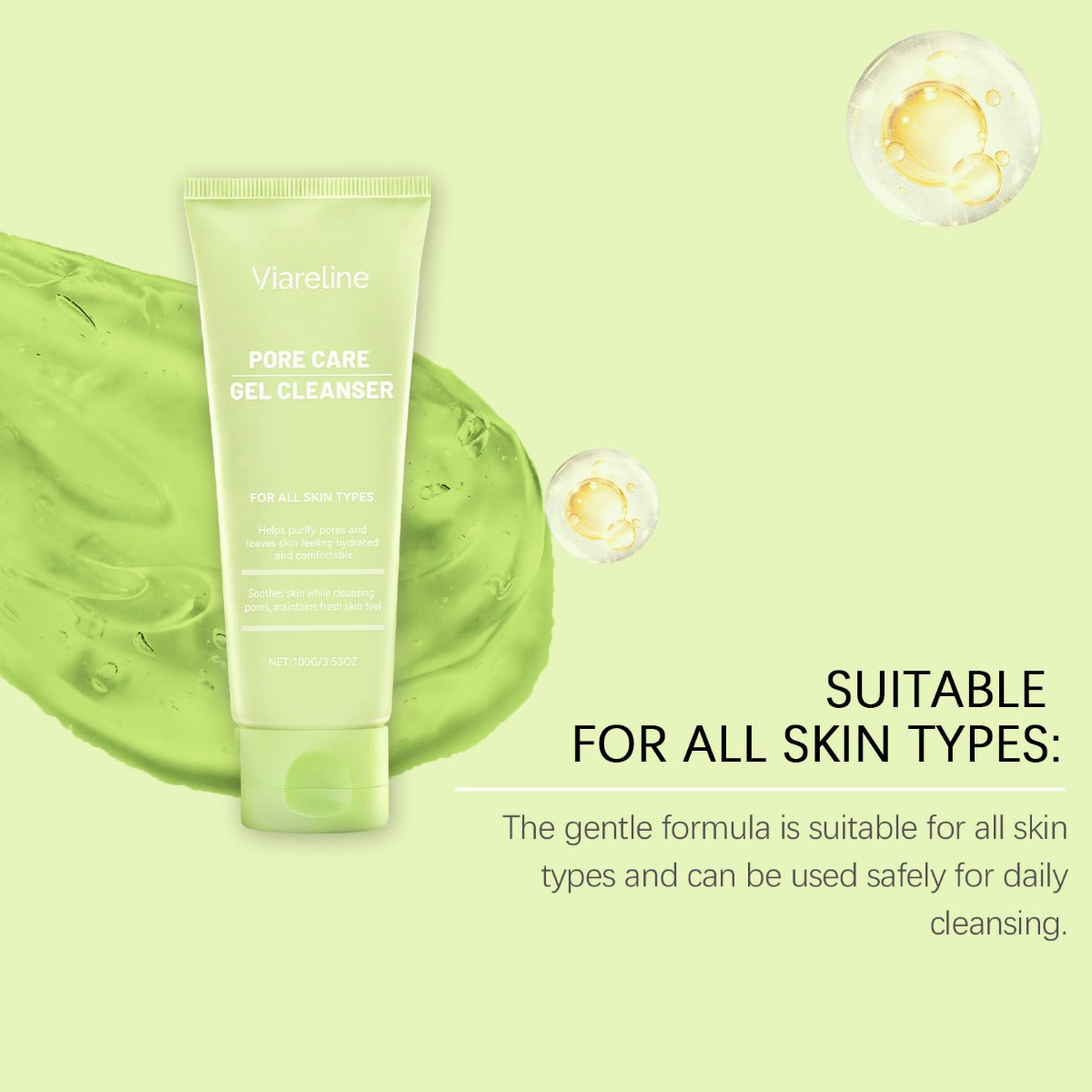 2pcs Suitable for Skin Types Pore Care Gel Cleanser - Advanced Gentle Formula, Fragrance-Free Suitable for Daily Facial Cleansing, Suitable for Skin, Hydration & Purification Gel for Men & Women, Suitable for Face Care Routine