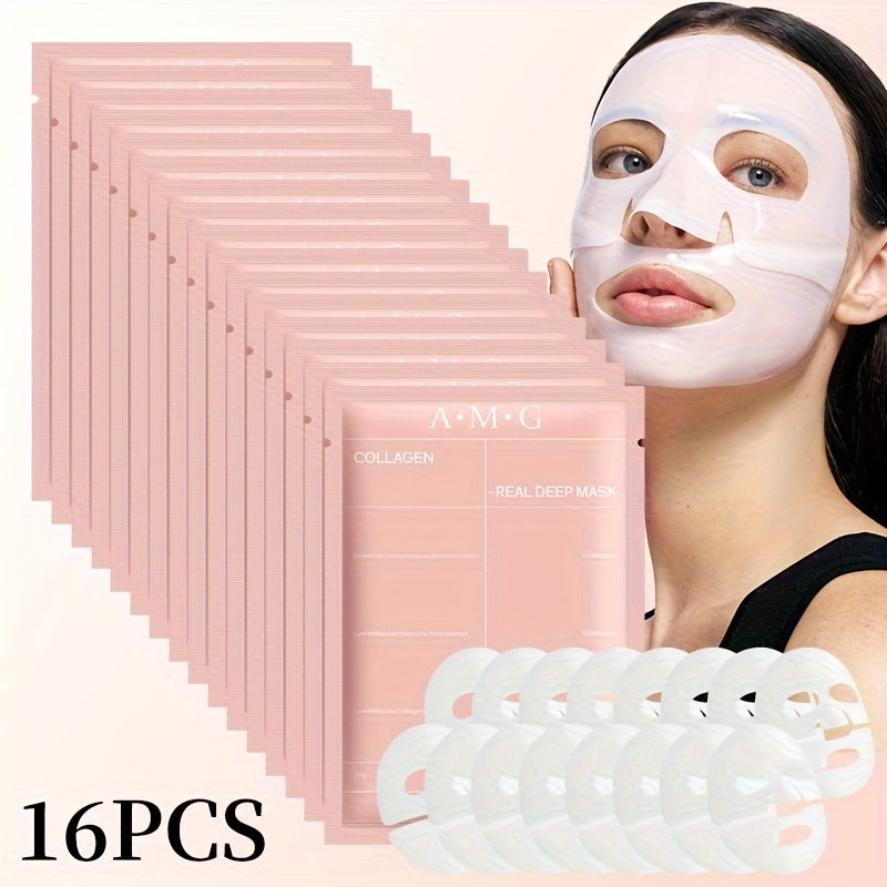 8pcs\u002F12pcs\u002F16pcs Bio Collagen Intensive Hydrating Mask Set, Deeply Moisturizes Skin for a Hydrated, Smooth, and Radiant Complexion, Enriched with Bio Collagen to Combat Dryness, Dullness, and Sagging, Collagen Face Mask, Facial Care, Animal-Free