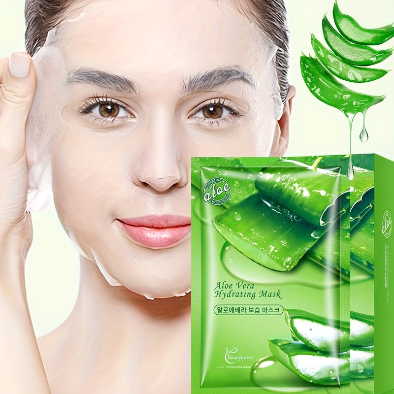 Aloe Vera Hydrating Face Masks, 0.85oz Each - Oil Control & Pore Refinement, Moisturizing After-Sun Care, & Nourishing for All Types