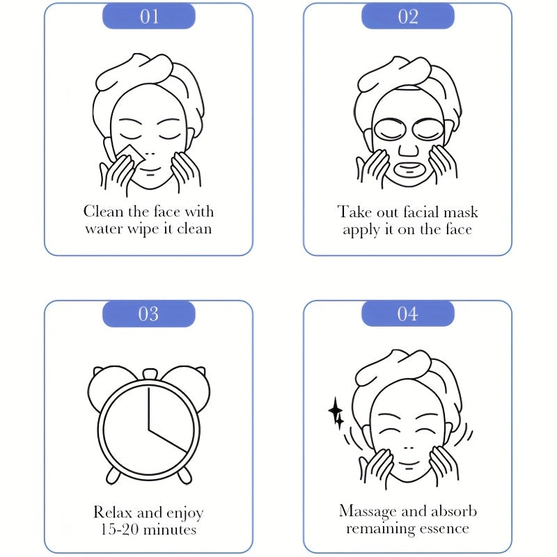 Hydrating Facial Mask with Hyaluronic Acid, Available in 9pcs and 20pcs, Gentle Formula for Daily Use