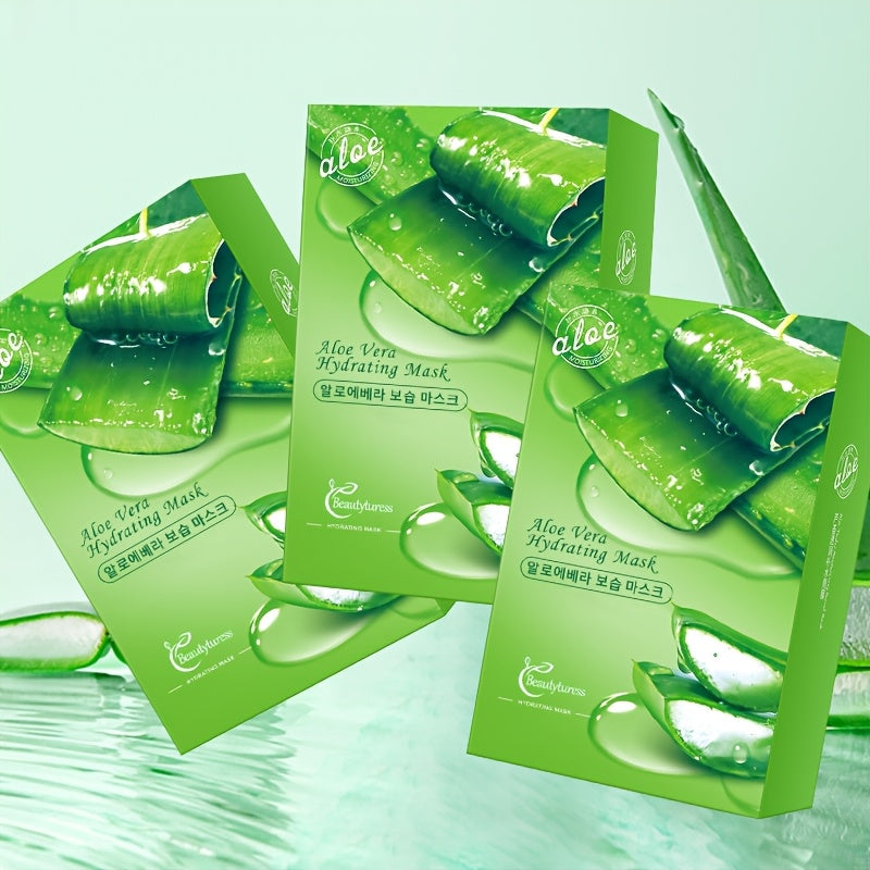 Aloe Vera Hydrating Face Masks, 0.85oz Each - Oil Control & Pore Refinement, Moisturizing After-Sun Care, & Nourishing for All Types