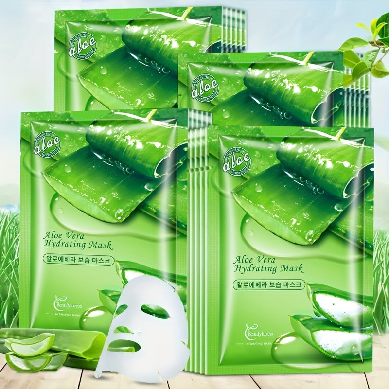 Aloe Vera Hydrating Face Masks, 0.85oz Each - Oil Control & Pore Refinement, Moisturizing After-Sun Care, & Nourishing for All Types