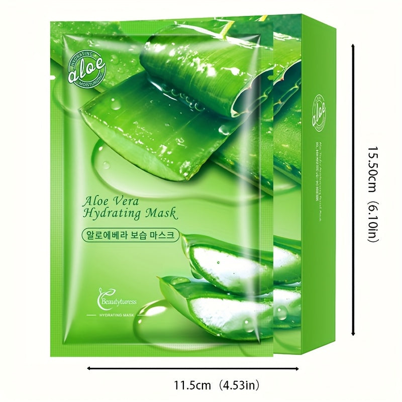 Aloe Vera Hydrating Face Masks, 0.85oz Each - Oil Control & Pore Refinement, Moisturizing After-Sun Care, & Nourishing for All Types