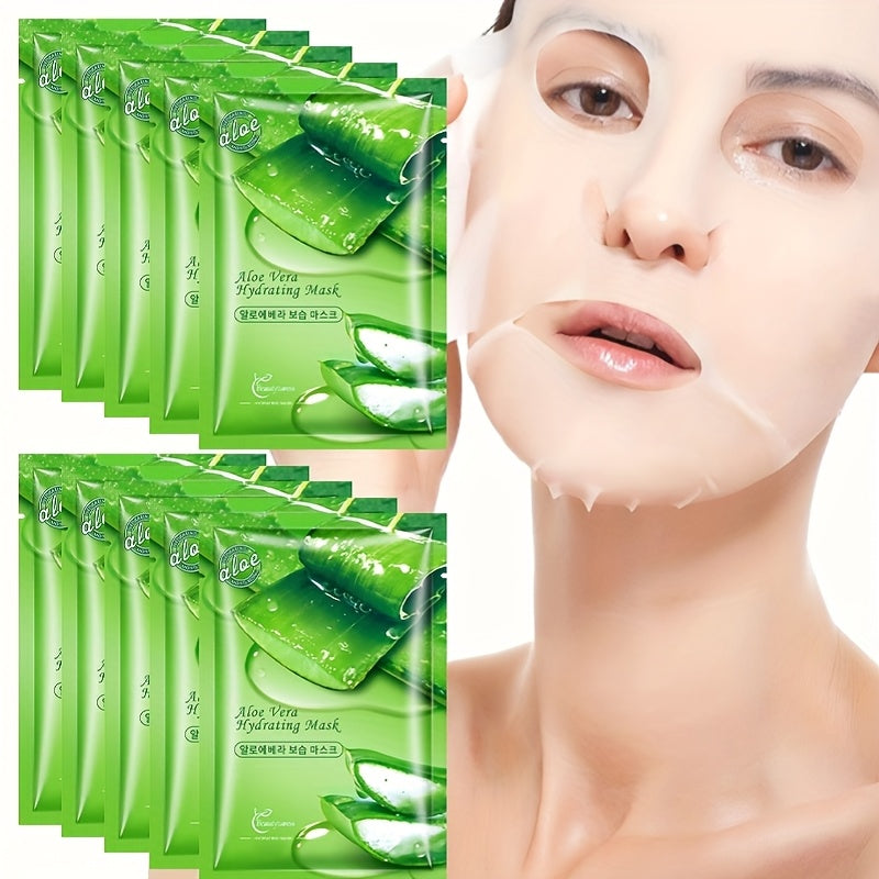 Aloe Vera Hydrating Face Masks, 0.85oz Each - Oil Control & Pore Refinement, Moisturizing After-Sun Care, & Nourishing for All Types
