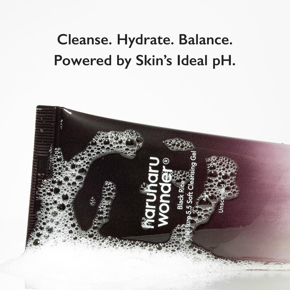 Black Rice Cleansing Gel Cleansing Gel Moisturizing Cleansing Weak Acid Gentle Face Wash Soft Cleansing Gel, Gentle Daily Cleanser, Low 5.5, Moisture Balance, Soap-Free, Suitable for Sensitive Skin, Holiday Essential, Vegetarian, Non-Irritating