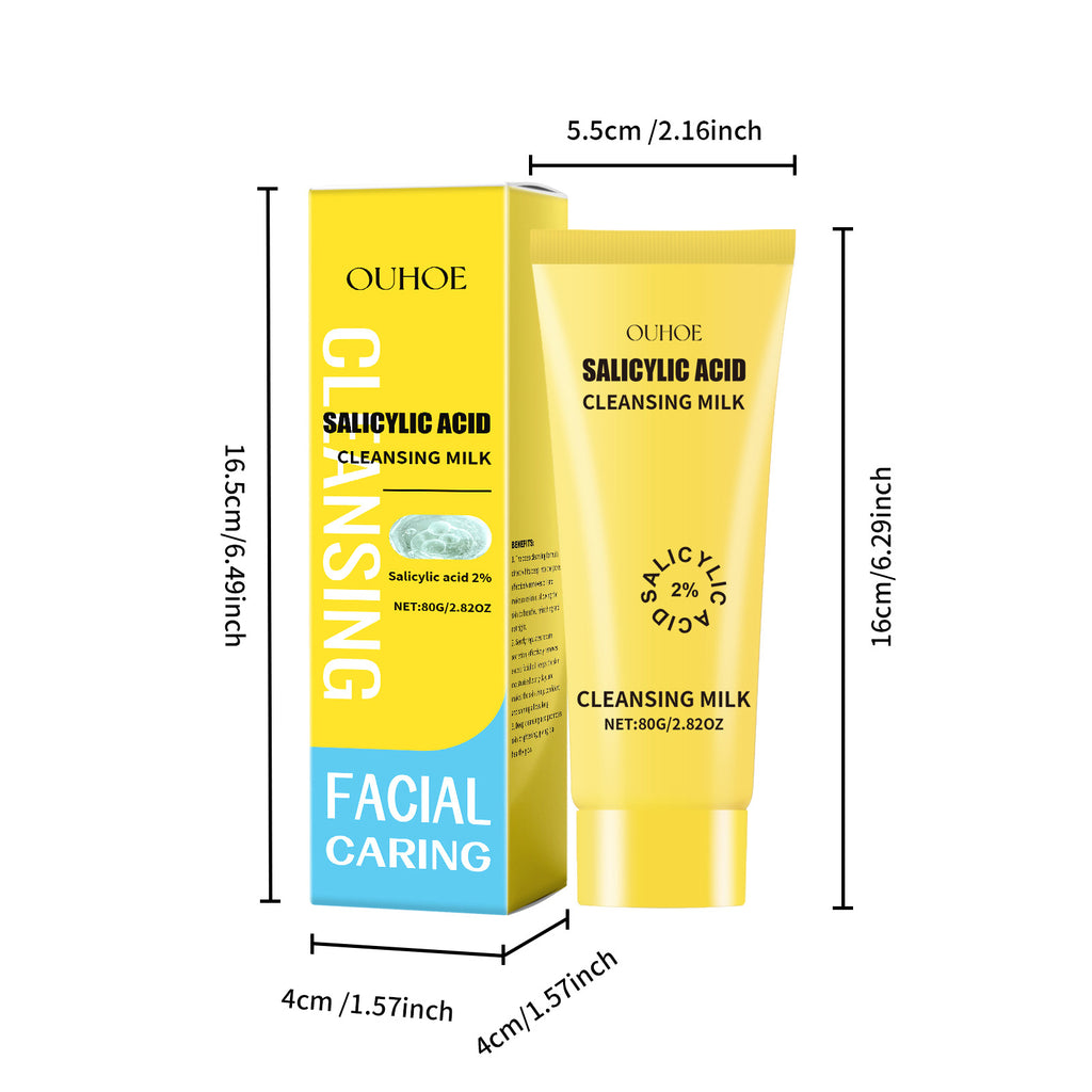 OUHOE 3pcs Salicylic Acid Facial Cleanser Hydrating Moisturizing Salicylic Acid Facial Cleanser- Gentle Cleansing, Oil Control. Rich Foam, Refreshing Without Feeling Tight. Skin Care.