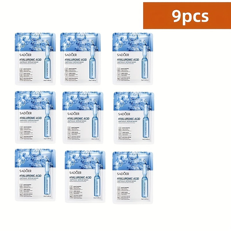 Hydrating Facial Mask with Hyaluronic Acid, Available in 9pcs and 20pcs, Gentle Formula for Daily Use