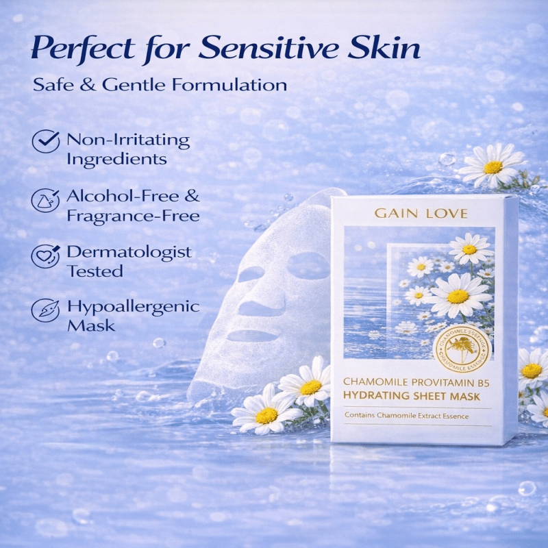 Suitable for All Skin Types Chamomile Facial Mask Sheets - Hydrating & Moisturizing Portable Skincare, Travel-Friendly Instant Hydration for Dryness, Suitable for & Dry Skin Care Routine