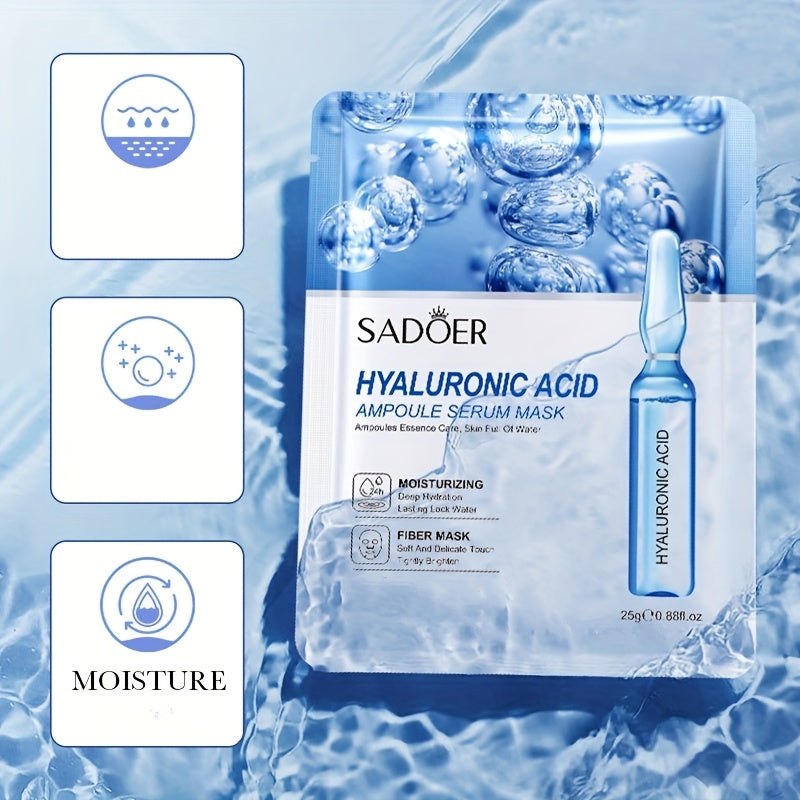 Hydrating Facial Mask with Hyaluronic Acid, Available in 9pcs and 20pcs, Gentle Formula for Daily Use