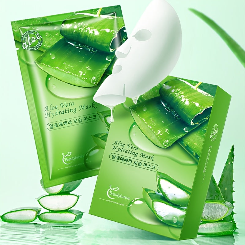 Aloe Vera Hydrating Face Masks, 0.85oz Each - Oil Control & Pore Refinement, Moisturizing After-Sun Care, & Nourishing for All Types