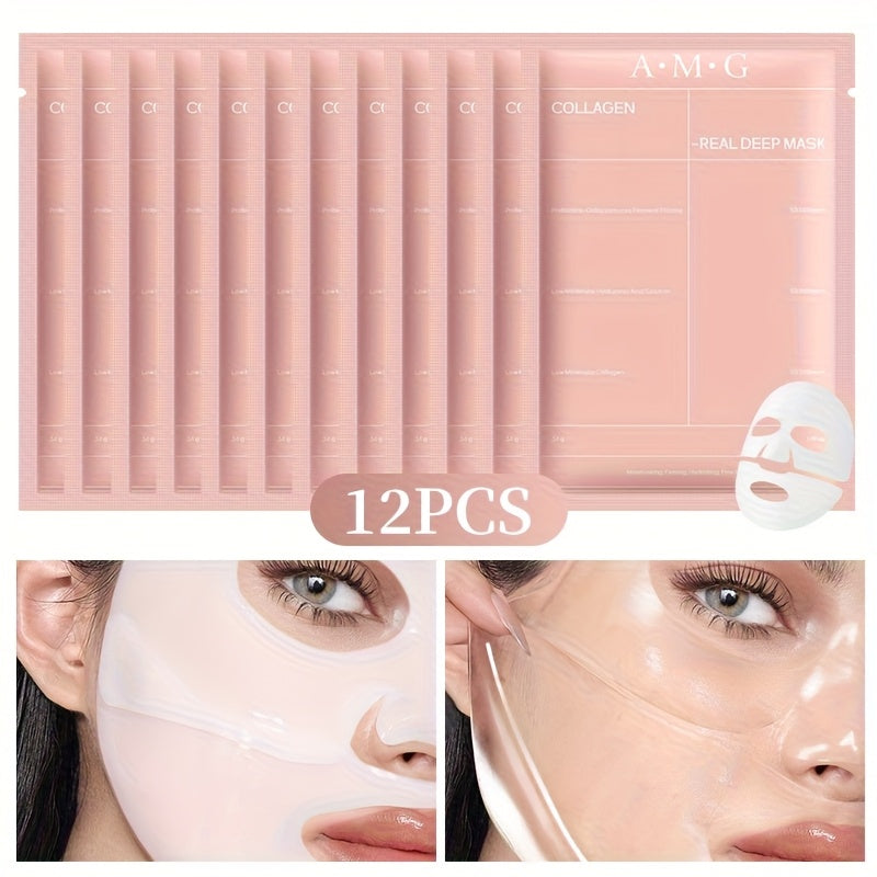 8pcs\u002F12pcs\u002F16pcs Bio Collagen Intensive Hydrating Mask Set, Deeply Moisturizes Skin for a Hydrated, Smooth, and Radiant Complexion, Enriched with Bio Collagen to Combat Dryness, Dullness, and Sagging, Collagen Face Mask, Facial Care, Animal-Free