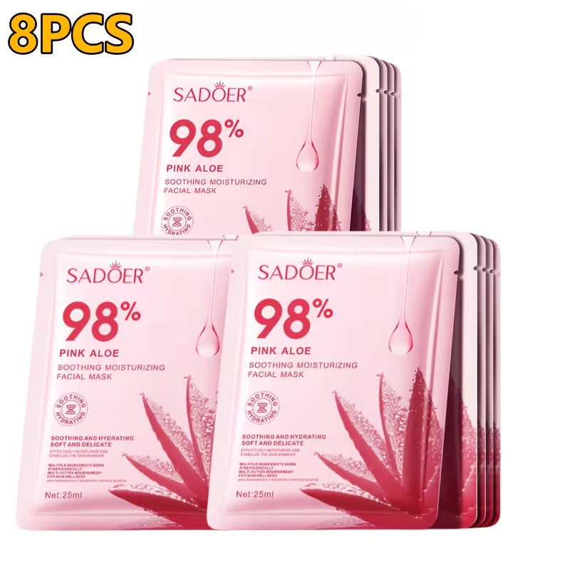 SADOER Pink Aloe Mask - Korean Skincare | Festive Self-Care Pick, Christmas Limited, Moisturizing Sheet Mask with Aloe Vera, Unscented, Suitable for All Skin Types